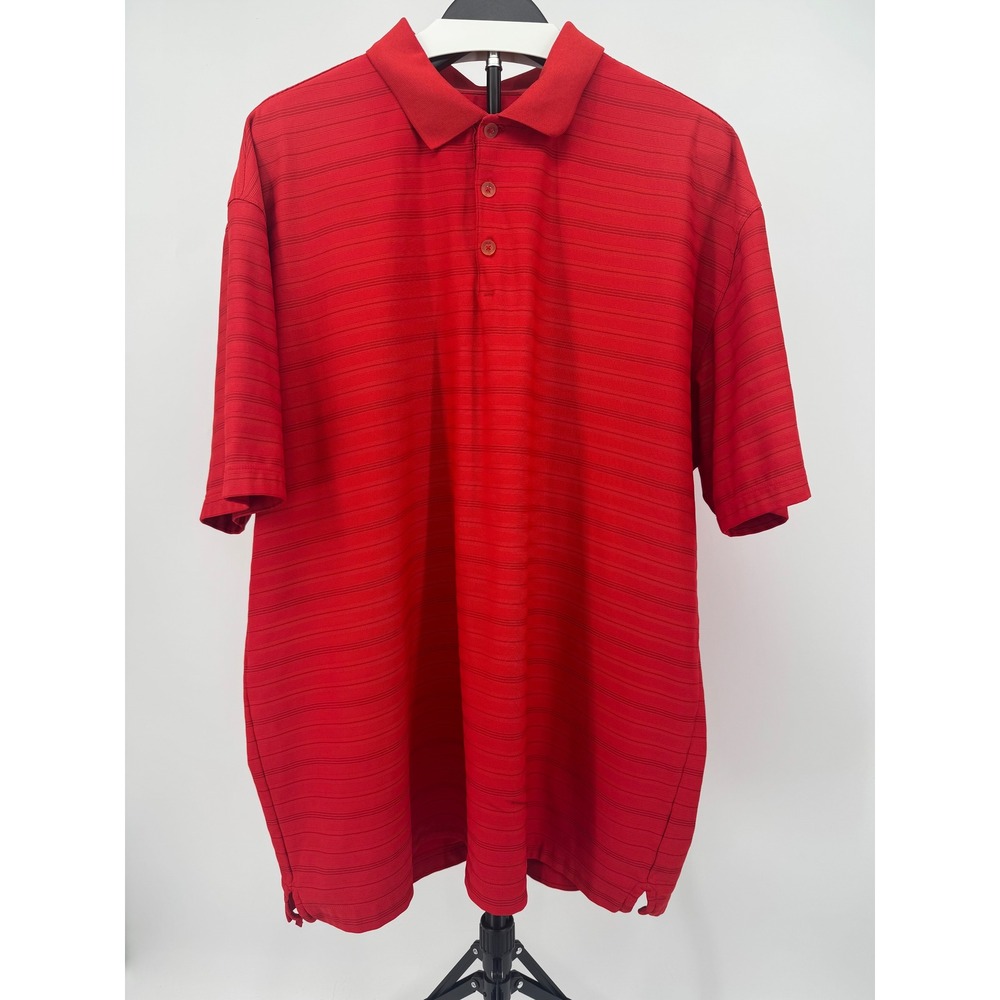 Nike Golf Fit Dry Polo Shirt Mens XXL Red Striped Short Sleeve Performance Top